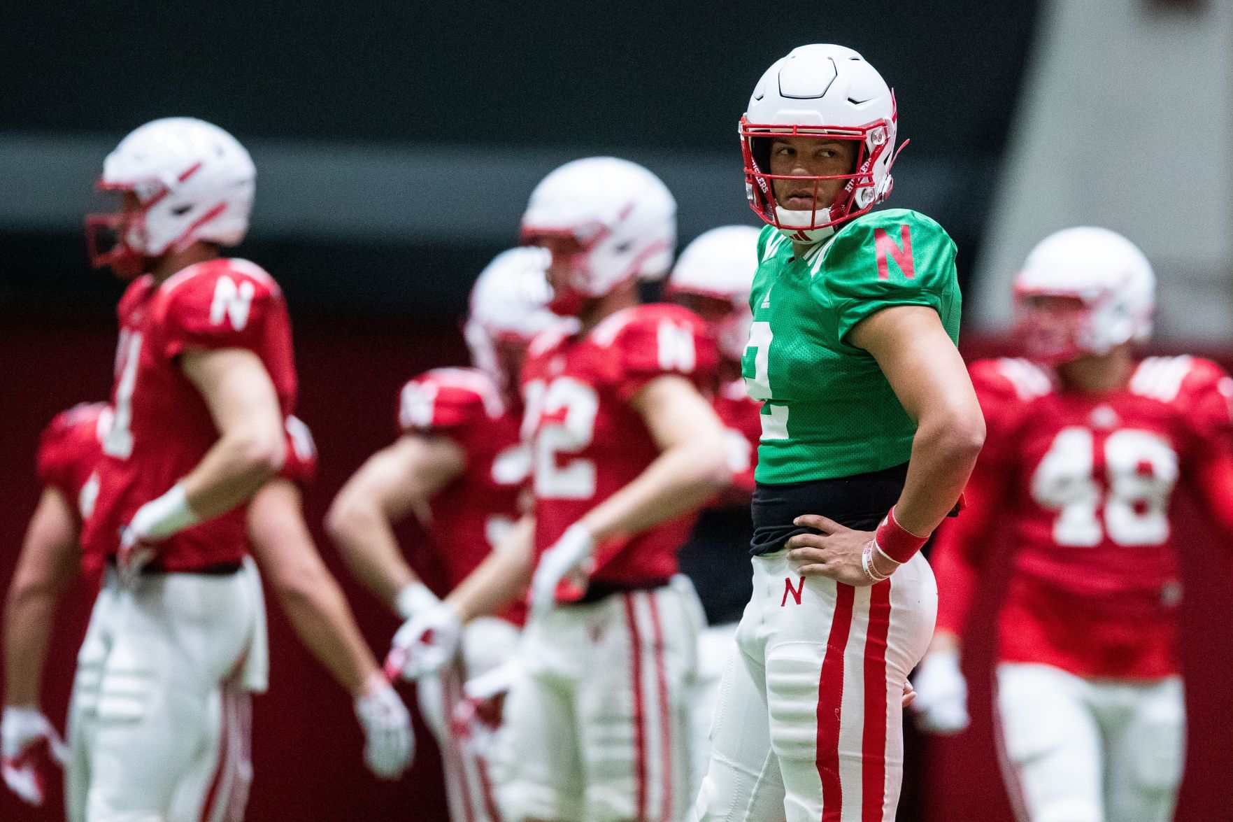 Nebraska worked through practice on April 3, 2019 in Lincoln.